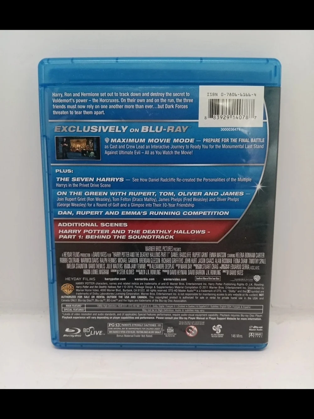 Harry Potter Deathly Hallows‎ Part 1 Blu-ray With Extras